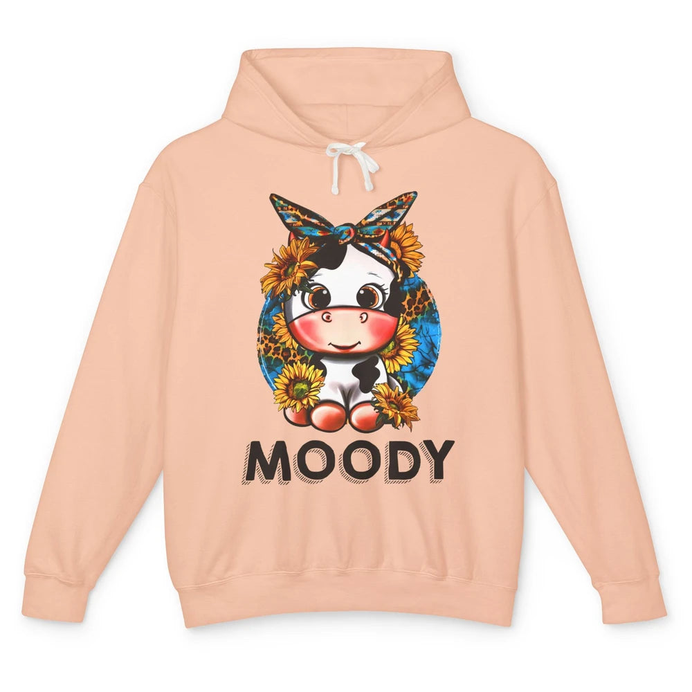 Sunflower Baby Cow Moody Highland Cow Heifer Western Cattle Unisex Lightweight Hoodie