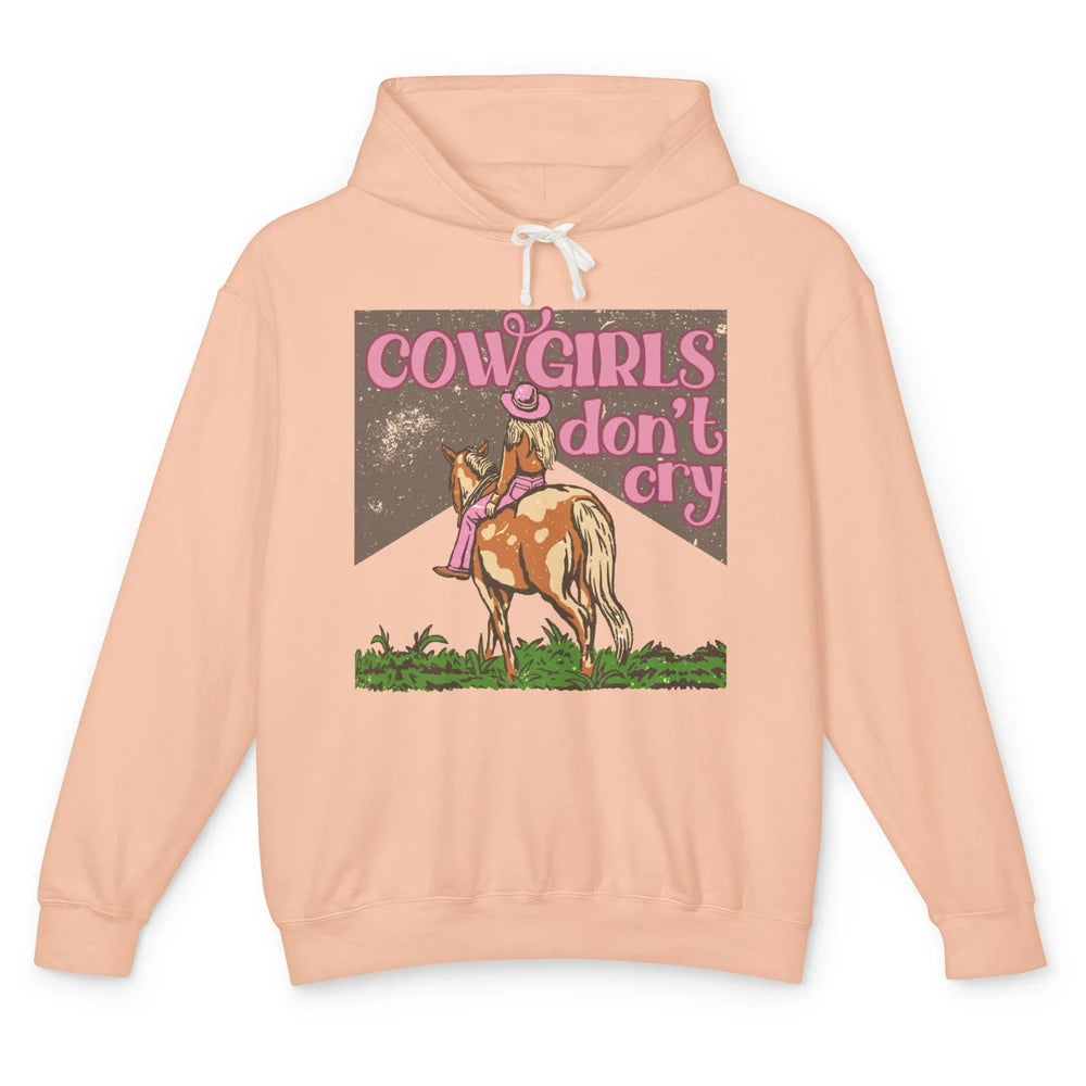 Retro Cowgirls Don't Cry Pink Horseback Rider Western Cowboy Unisex Lightweight Hoodie