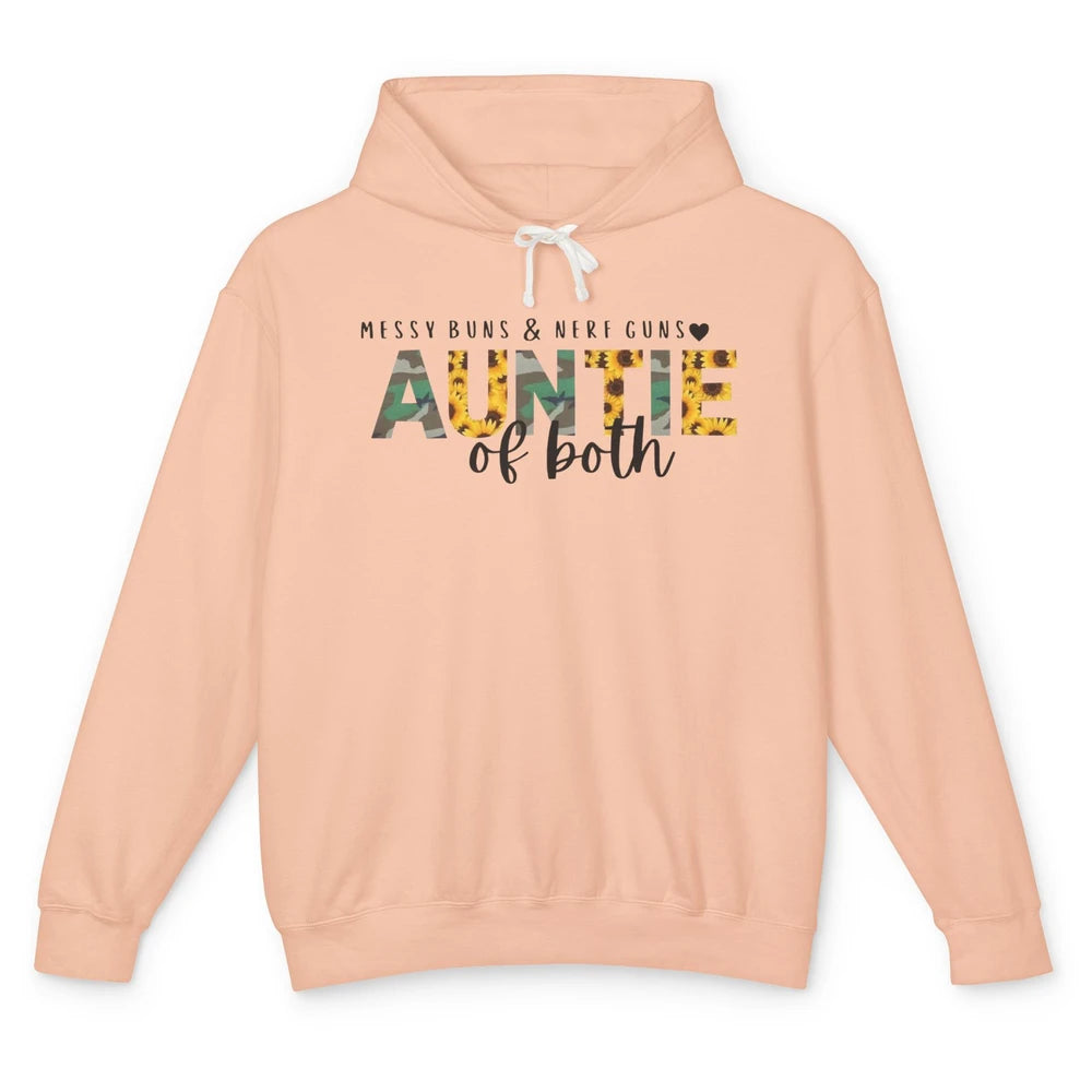 Messy Bun And Nerf Guns Auntie Of Both Aunt Sunflower Unisex Lightweight Hoodie