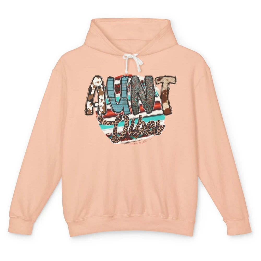 Aunt Vibes Cowhide Leopard Turquoise Western Country Auntie Unisex Lightweight Hoodie