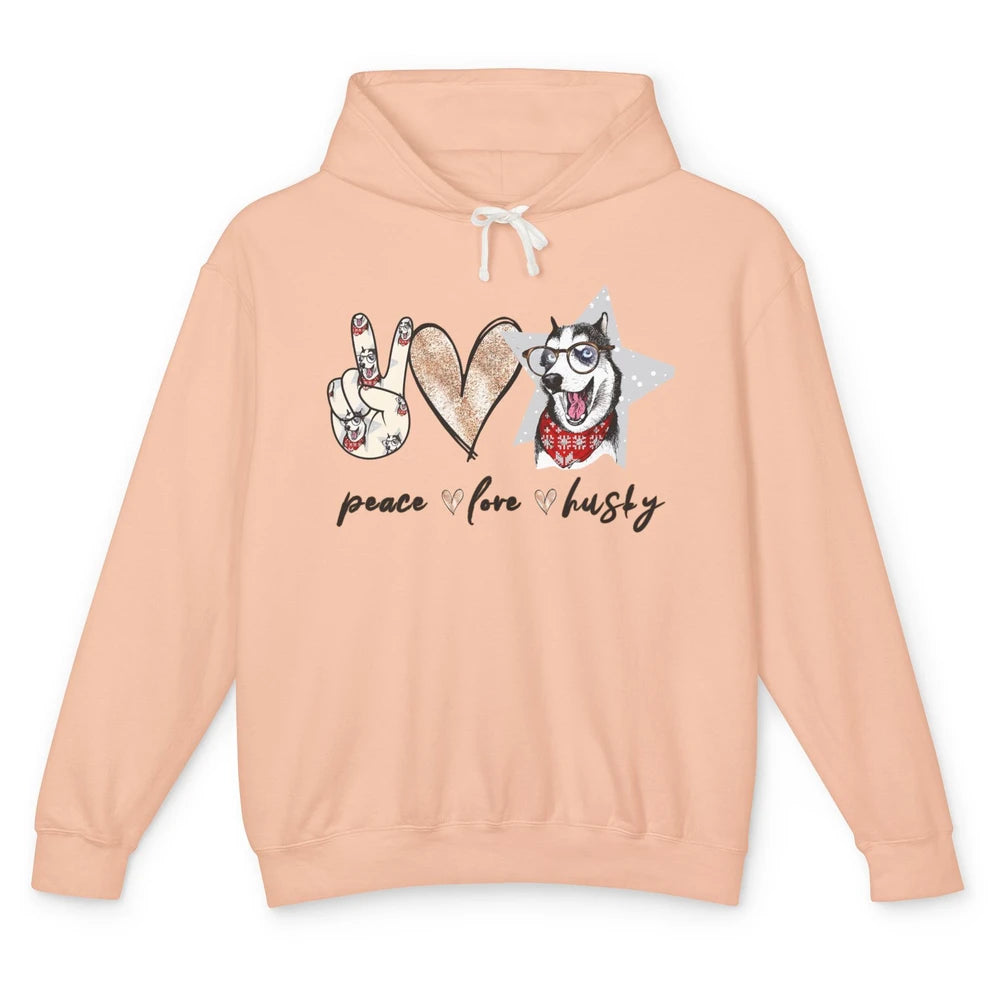 Peace Love Husky Funny Siberian Husky Mom Dog Lovers Gift Unisex Lightweight Hoodie