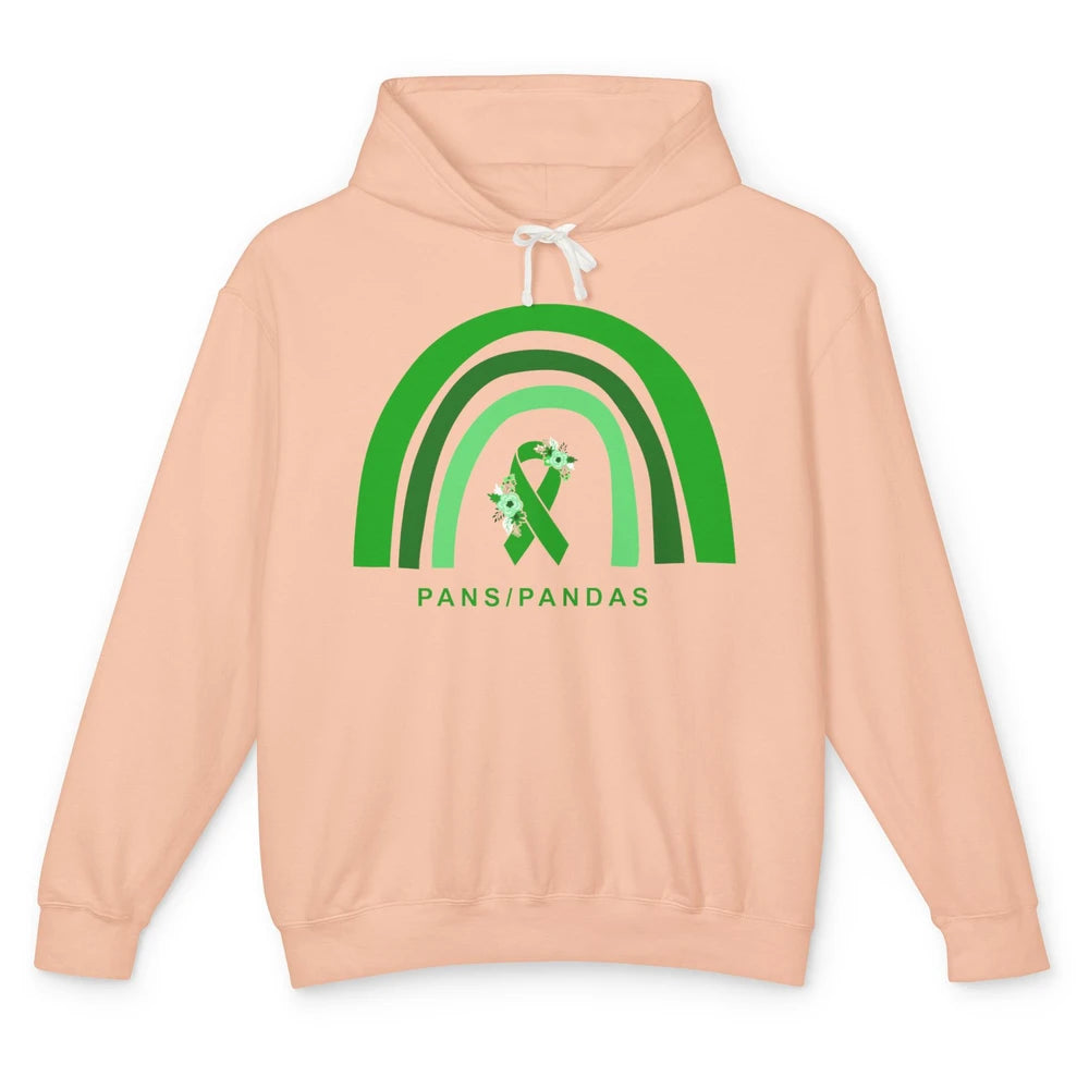 PANS/PANDAS Awareness Floral Green Ribbon Rainbow Pans Unisex Lightweight Hoodie