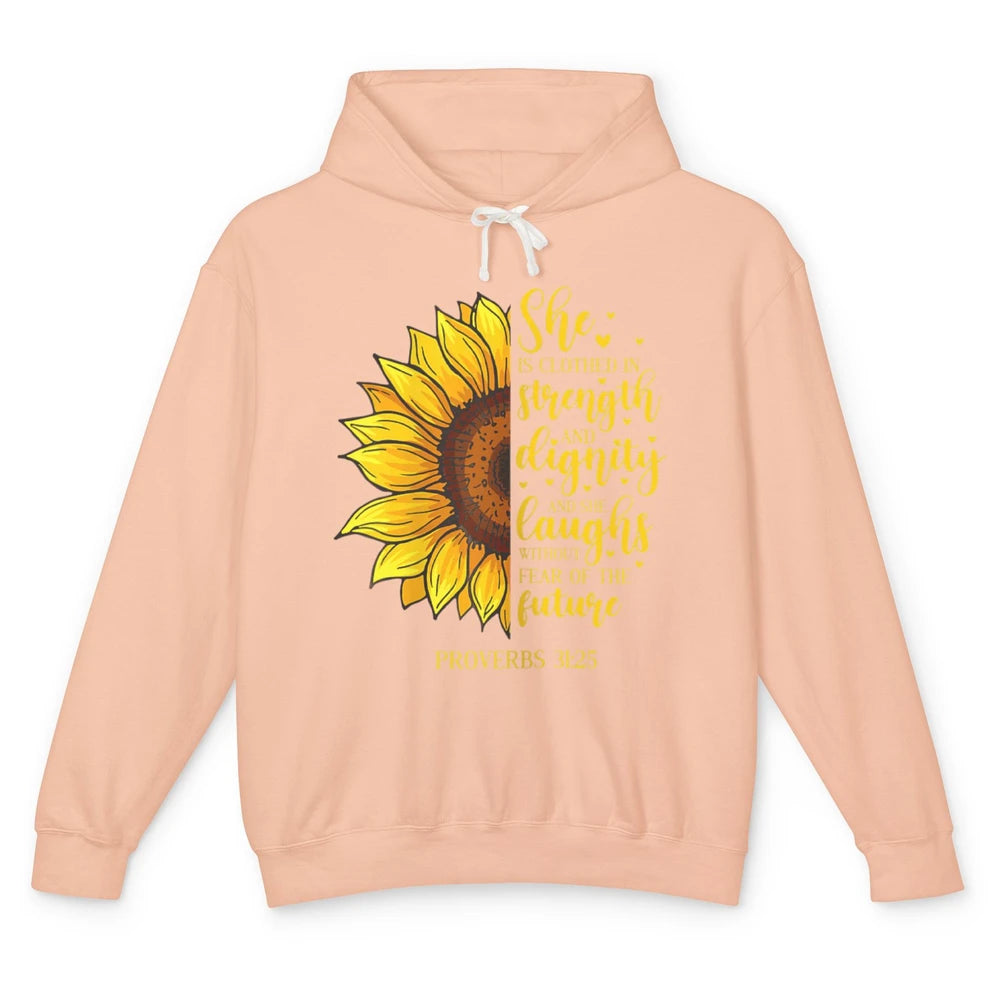 Sunflower Jesus Faith Christian God Bible Verse Religious Unisex Lightweight Hoodie