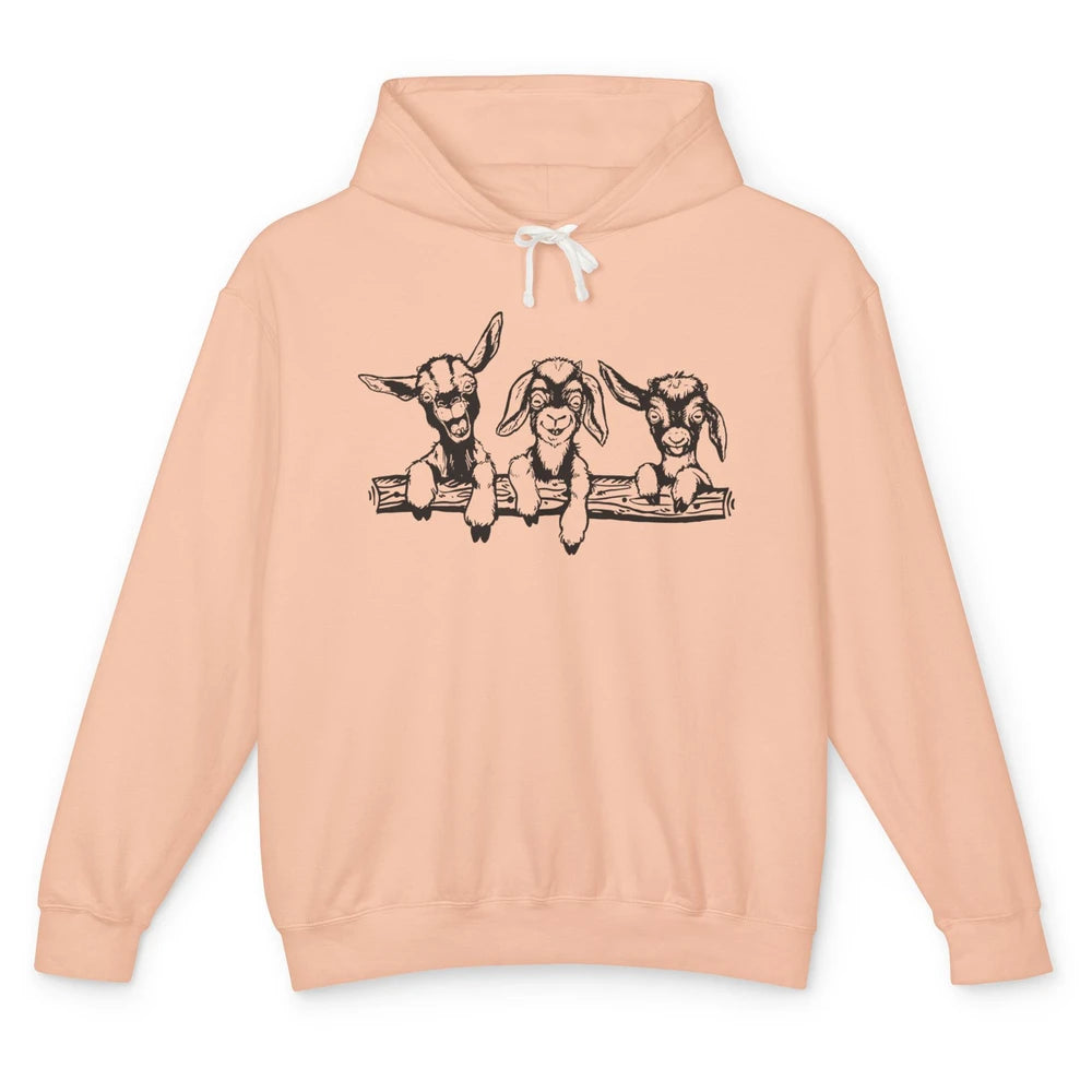 Cute Goats Farm Animal Retro Goat Mom Baby Goat Lovers Gift Unisex Lightweight Hoodie