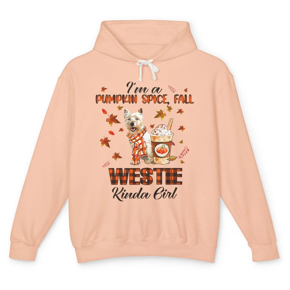 I'm A Pumpkin Spice Fall And Westie Kinda Girl Fall Leaves Unisex Lightweight Hoodie