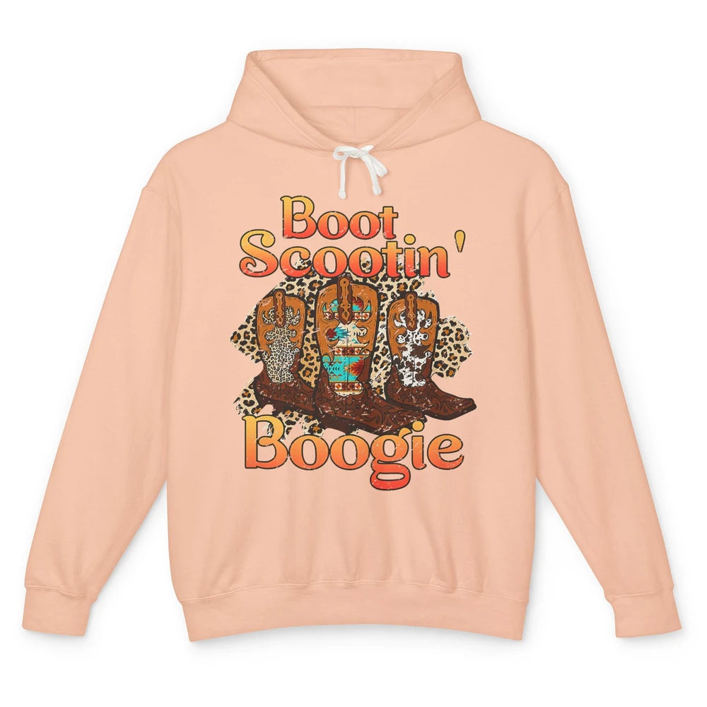 Leopard Cowboy Boots Rodeo Scooting Boogie Western Country Unisex Lightweight Hoodie