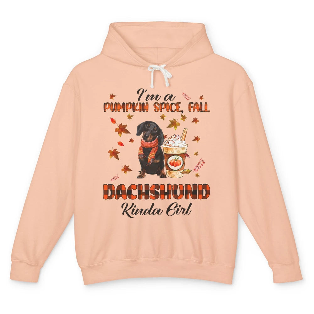 I'm A Pumpkin Spice Fall And Dachshund Kinda Girl Fall Leave Unisex Lightweight Hoodie