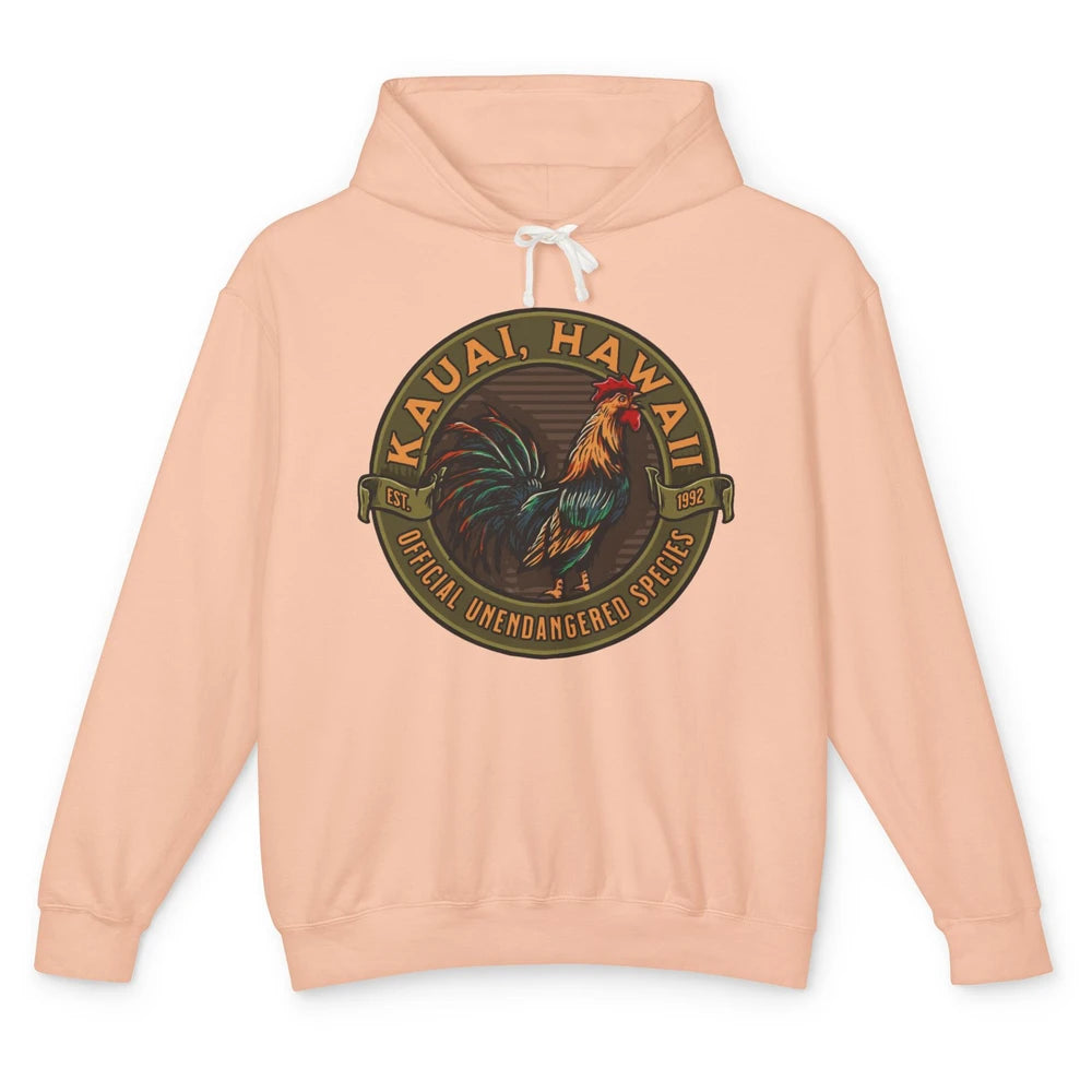 Funny Chicken Rooster Kauai Hawaii Unendangered Species Unisex Lightweight Hoodie