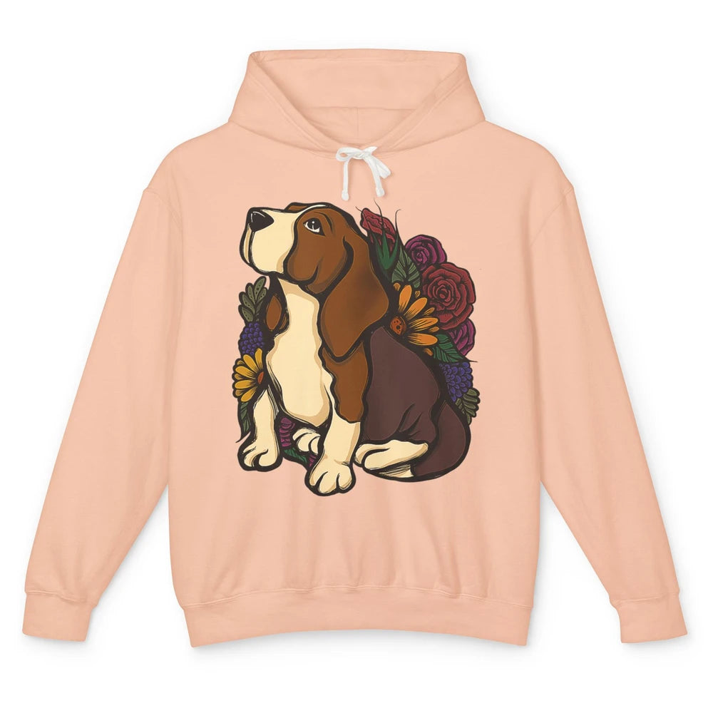 Cute Beagle Dog Floral Dog Mom Life Watercolor Wildflowers Unisex Lightweight Hoodie