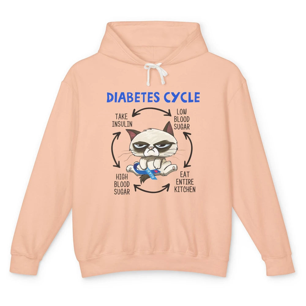 Diabetes Cycle Funny Cat Awareness Insulin Grumpy Warrior Unisex Lightweight Hoodie