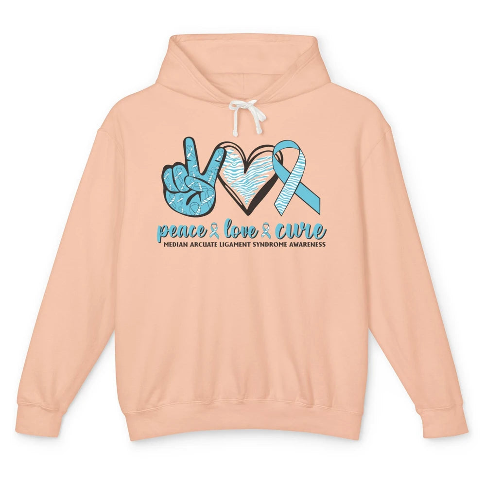 Median Arcuate Ligament Syndrome MALS Ribbon Peace Love Cure Unisex Lightweight Hoodie