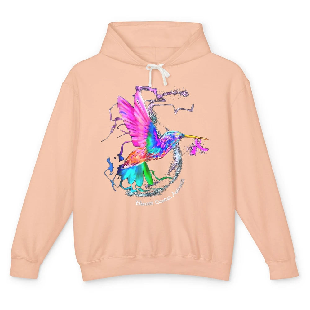 Breast Cancer Awareness Hummingbird Sunflower Pink Ribbon Unisex Lightweight Hoodie