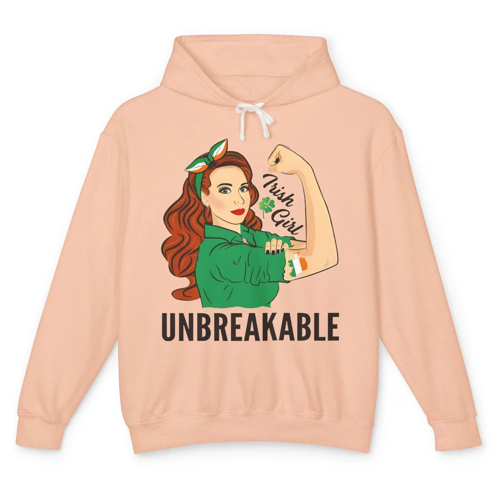 Irish Girl Unbreakable St Patricks Day I'm Irish Lucky Girl Unisex Lightweight Hoodie