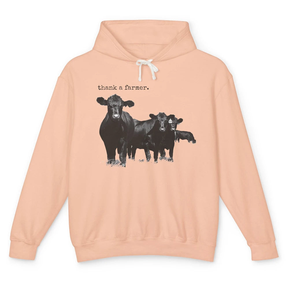 Funny Cow Gang Thank A Farmer Farm Animals Cattles Western Unisex Lightweight Hoodie