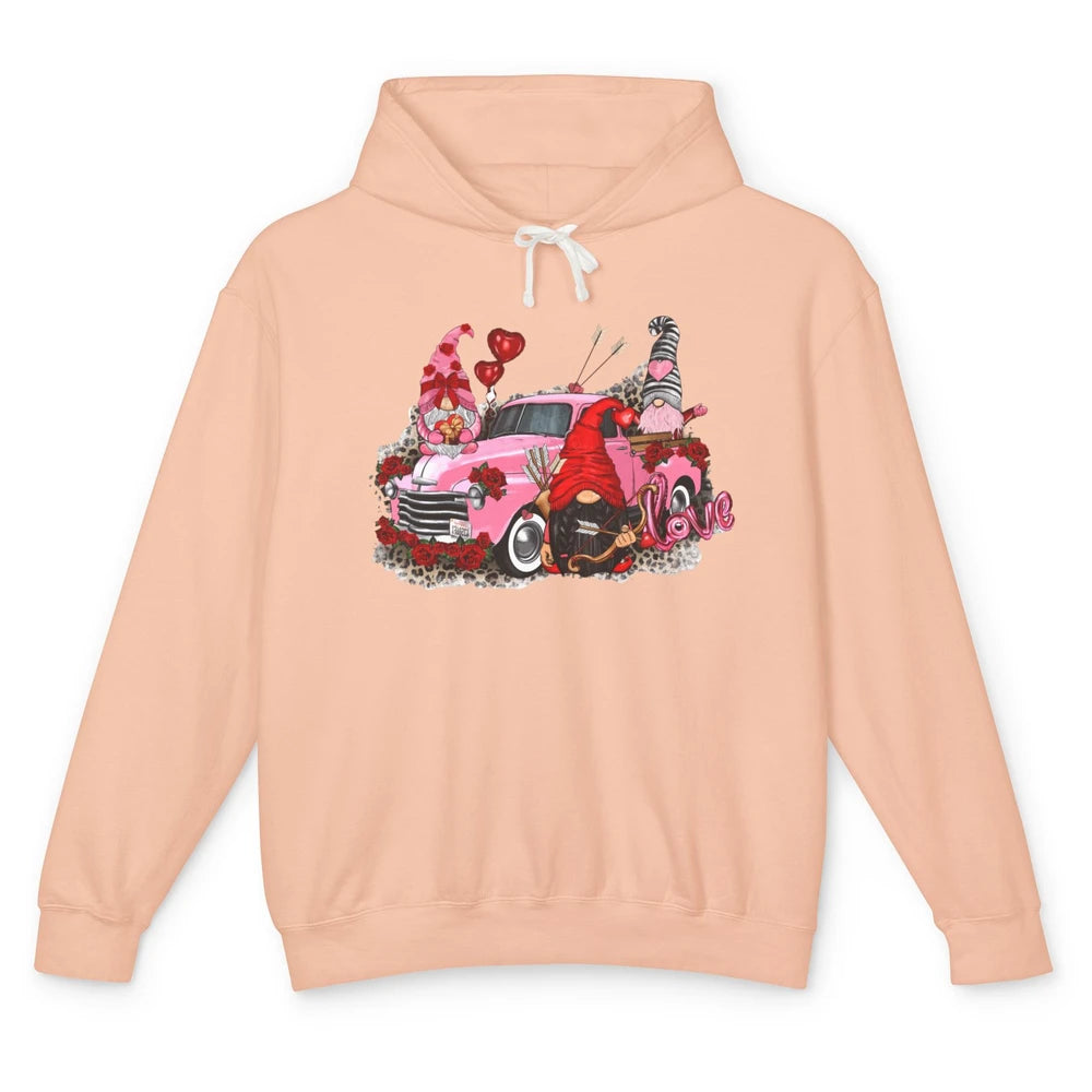 Pink Gnomes Truck Valentines Loads Of Love Western Valentine Unisex Lightweight Hoodie