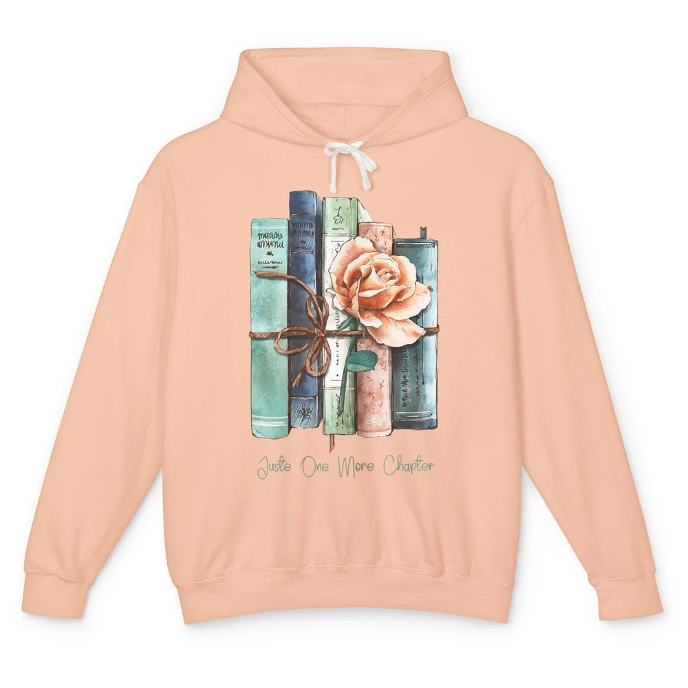 Just One More Chapter Minimalist Floral Book Page Aesthetic Unisex Lightweight Hoodie