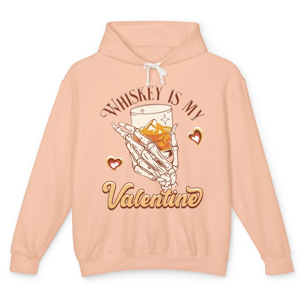 Whiskey is My Valentine Western Drinking Skeleton Valentine Unisex Lightweight Hoodie