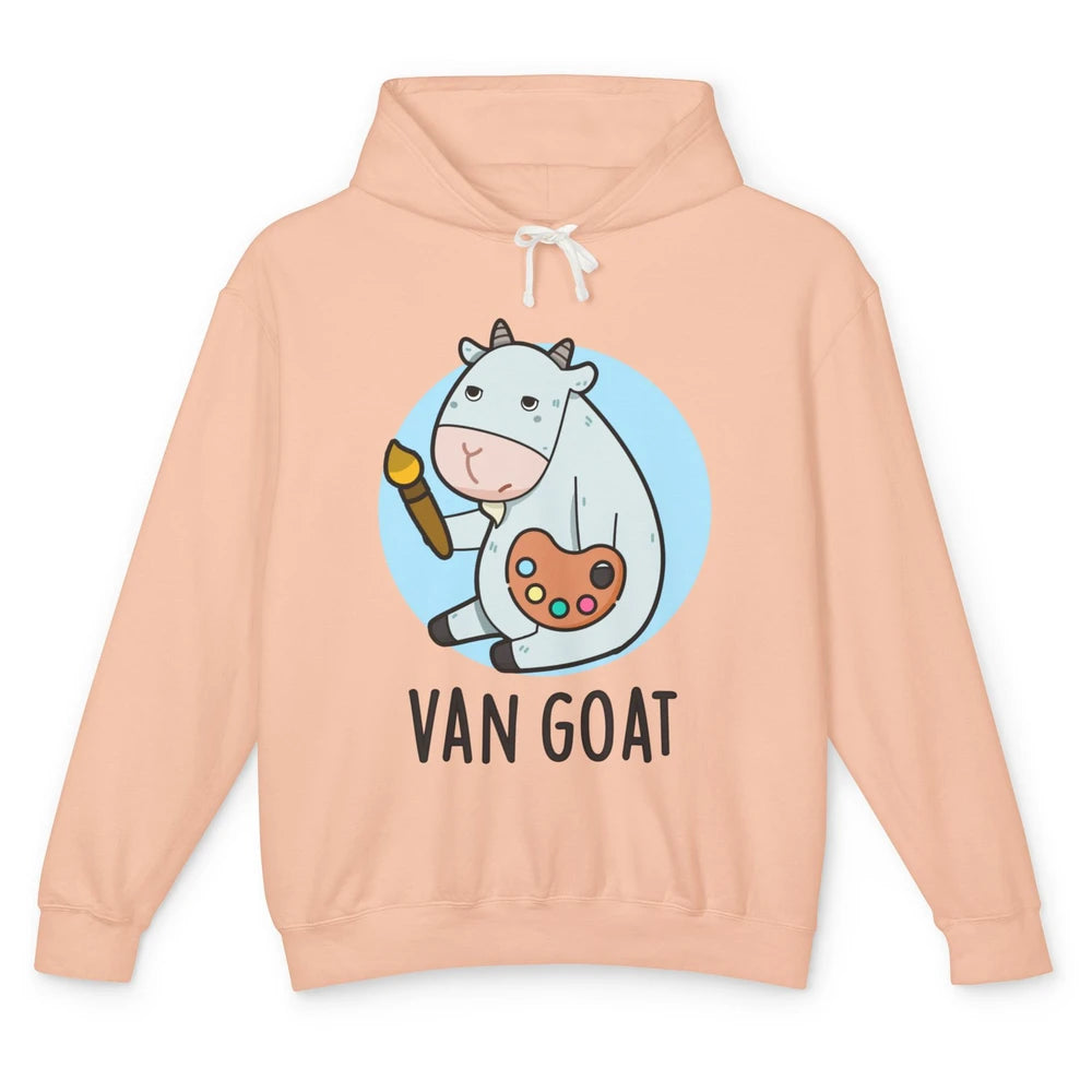 Funny Van Goat Humor Cute Farm Animal Artist Pun Sarcastic Unisex Lightweight Hoodie