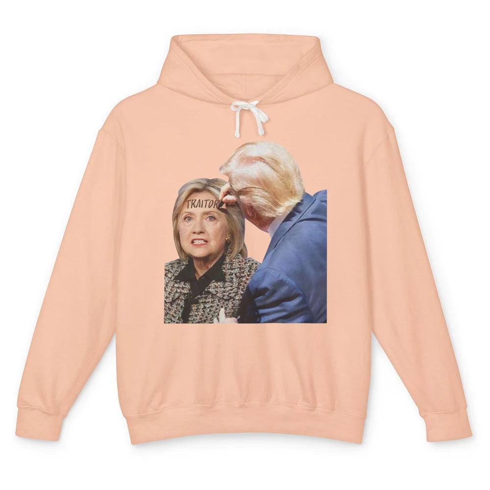 Traitor Donald Trump Writing On Forehead Of Hillary Clinton Unisex Lightweight Hoodie