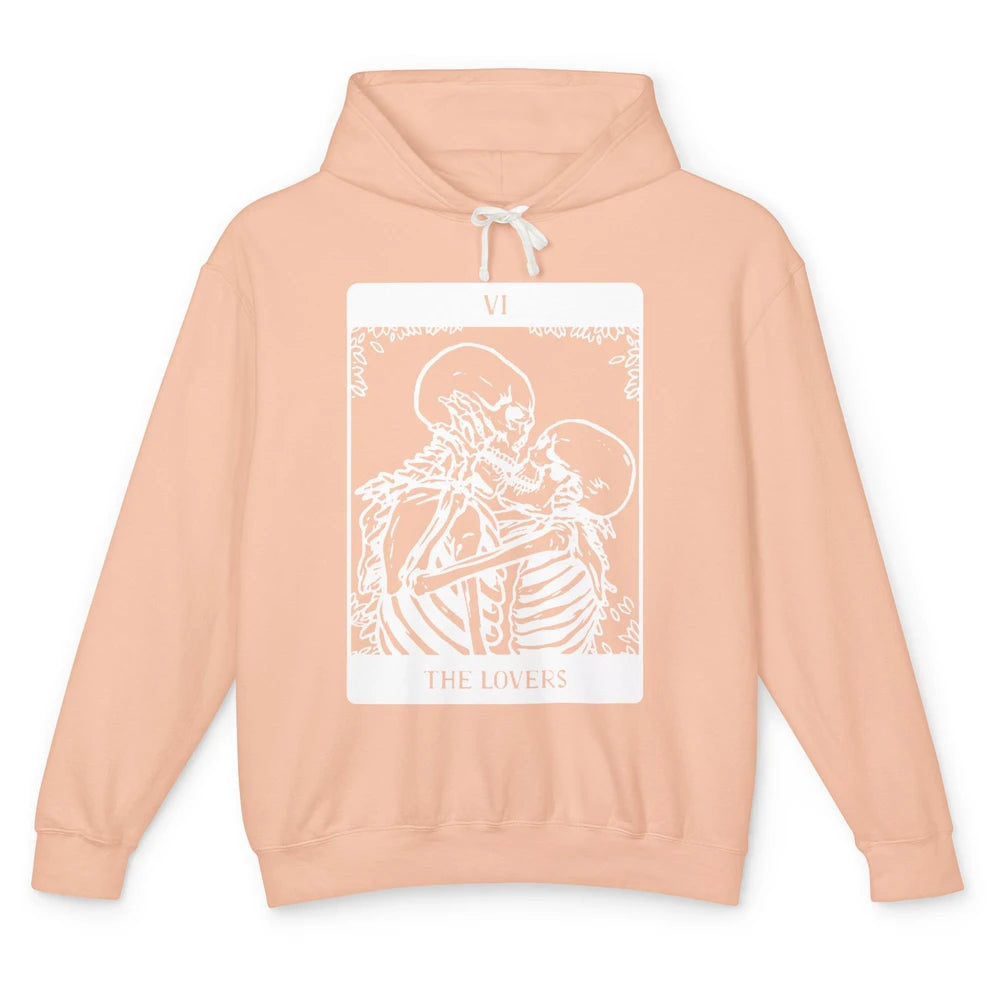 Funny Skeleton Couple The Lovers Tarot Card Valentines Day Unisex Lightweight Hoodie