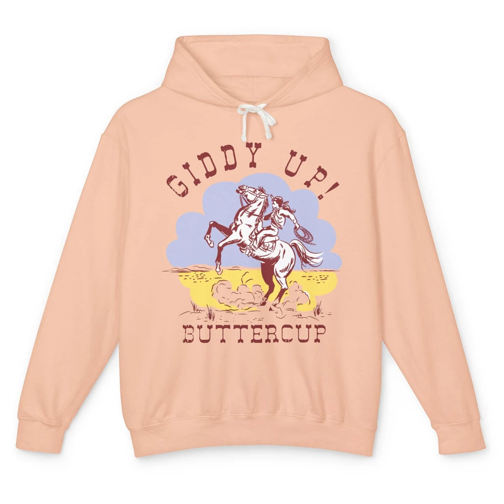 Retro Cowgirl Hold Your Horse Giddy Up Western Cowboy Gift Unisex Lightweight Hoodie