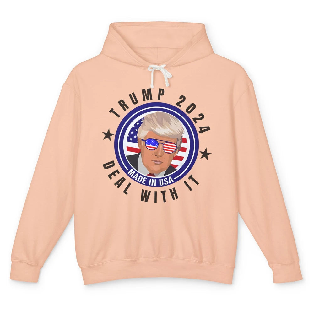 Vote Trump 2024 Deal With It Funny Republican Pro America Unisex Lightweight Hoodie