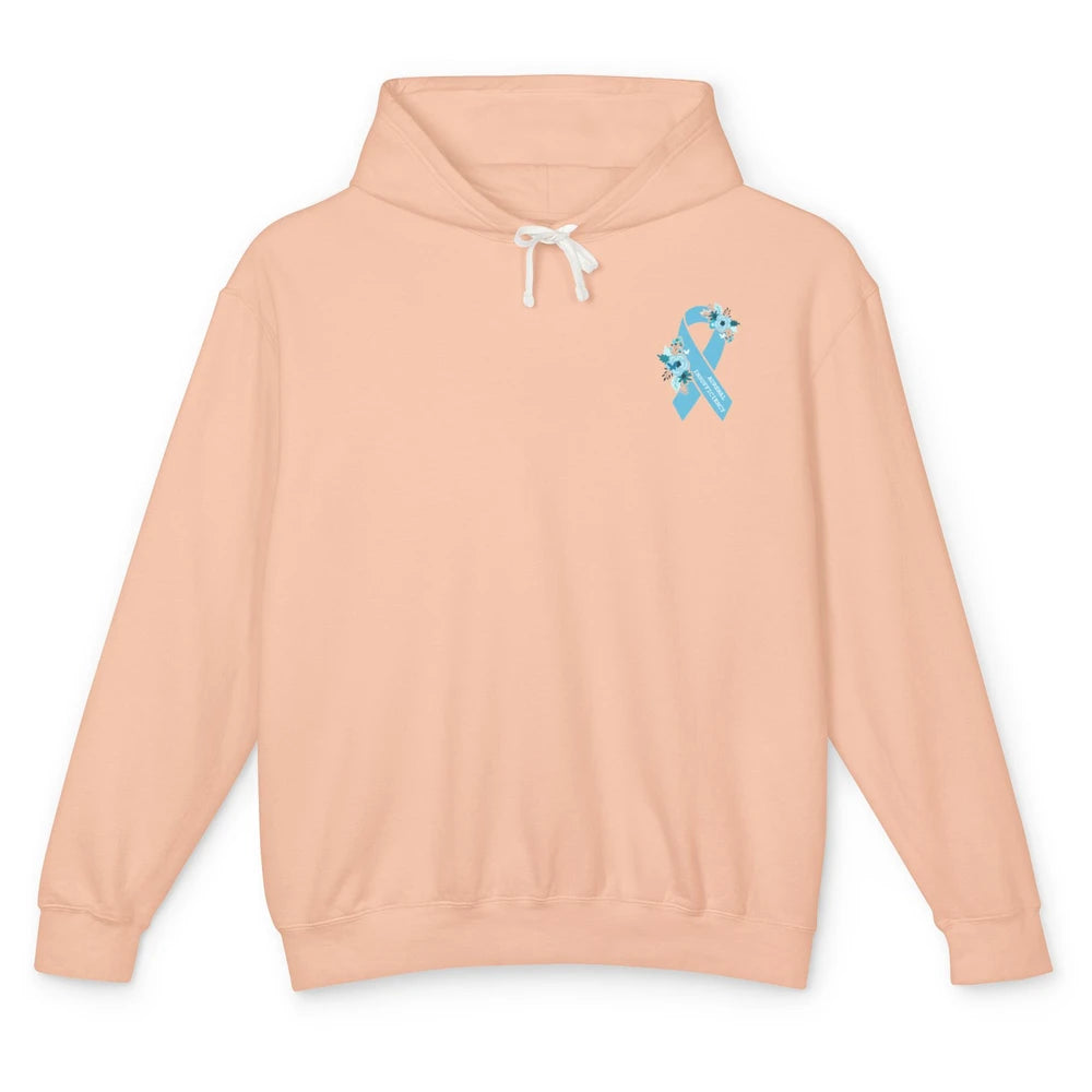 Adrenal Insufficiency Awareness Floral Light Blue Ribbon Unisex Lightweight Hoodie