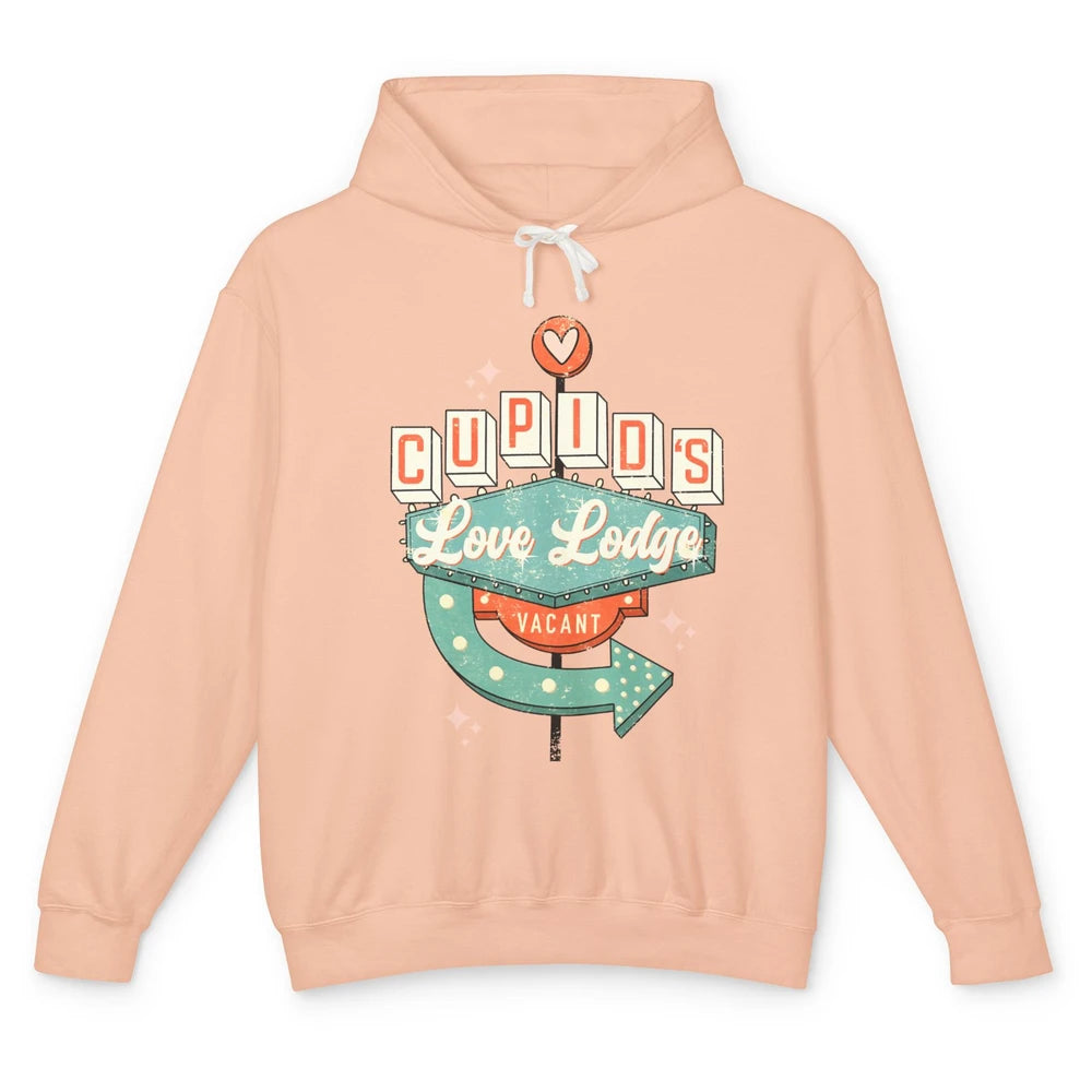 Retro Valentines Cupid's Love Lodges Funny Couples Valentine Unisex Lightweight Hoodie