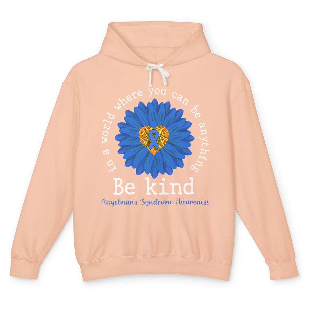 Angelman's Syndrome Awareness Blue Ribbon Sunflower Be Kind Unisex Lightweight Hoodie