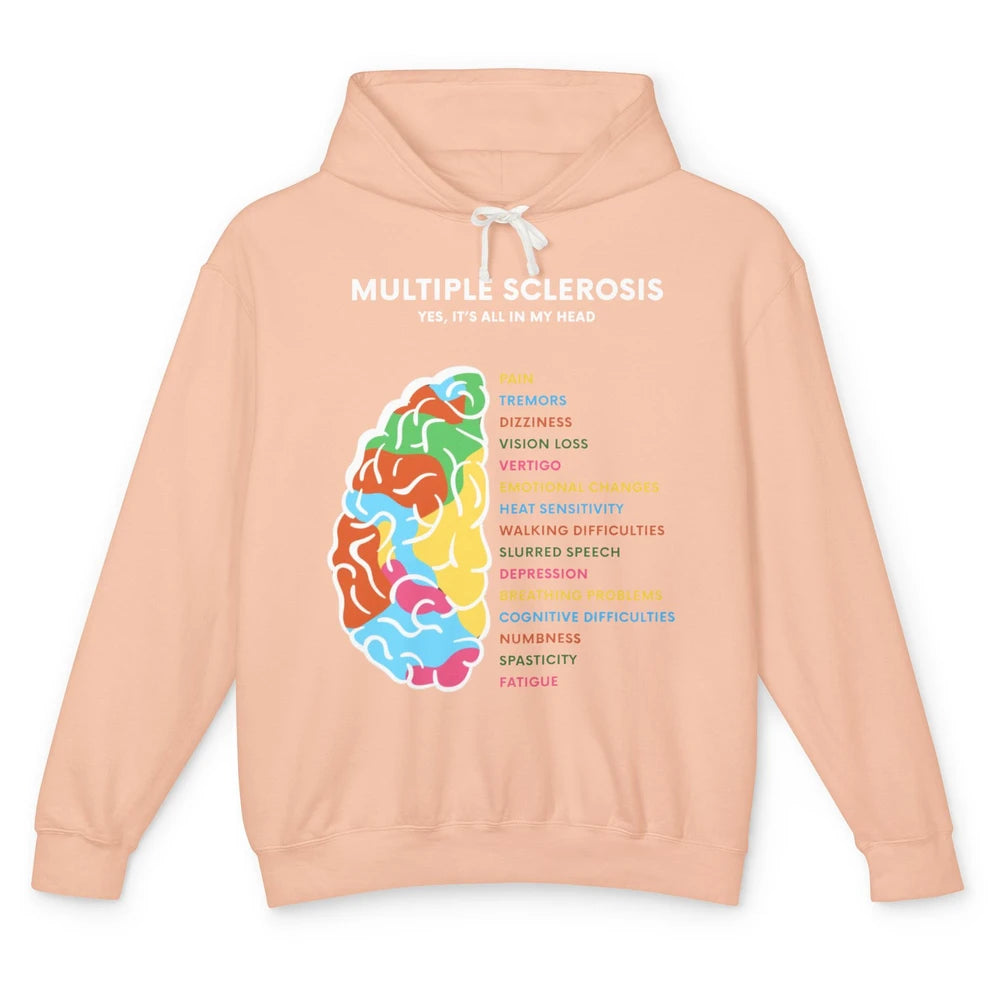 Multiple Sclerosis Awareness Its All In My Head Ms Ribbon Unisex Lightweight Hoodie