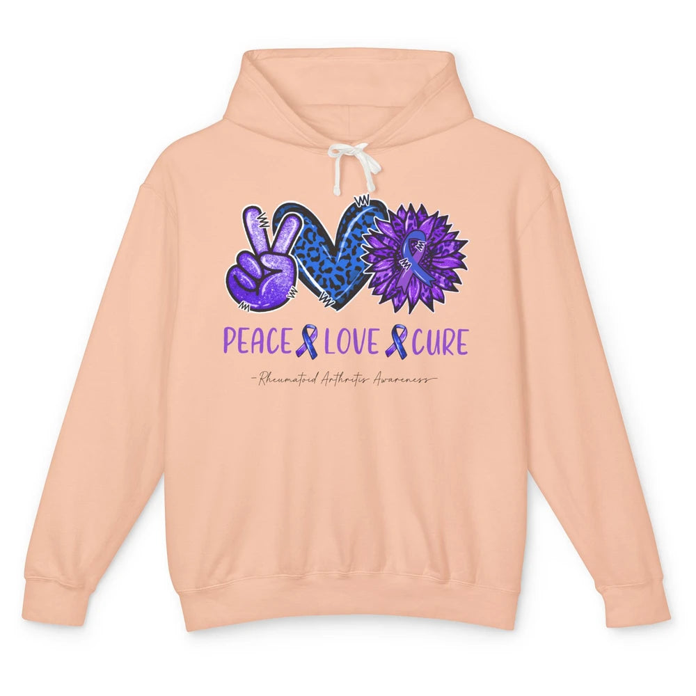 Rheumatoid Arthritis Ribbon Peace Love Cure Sunflower Unisex Lightweight Hoodie