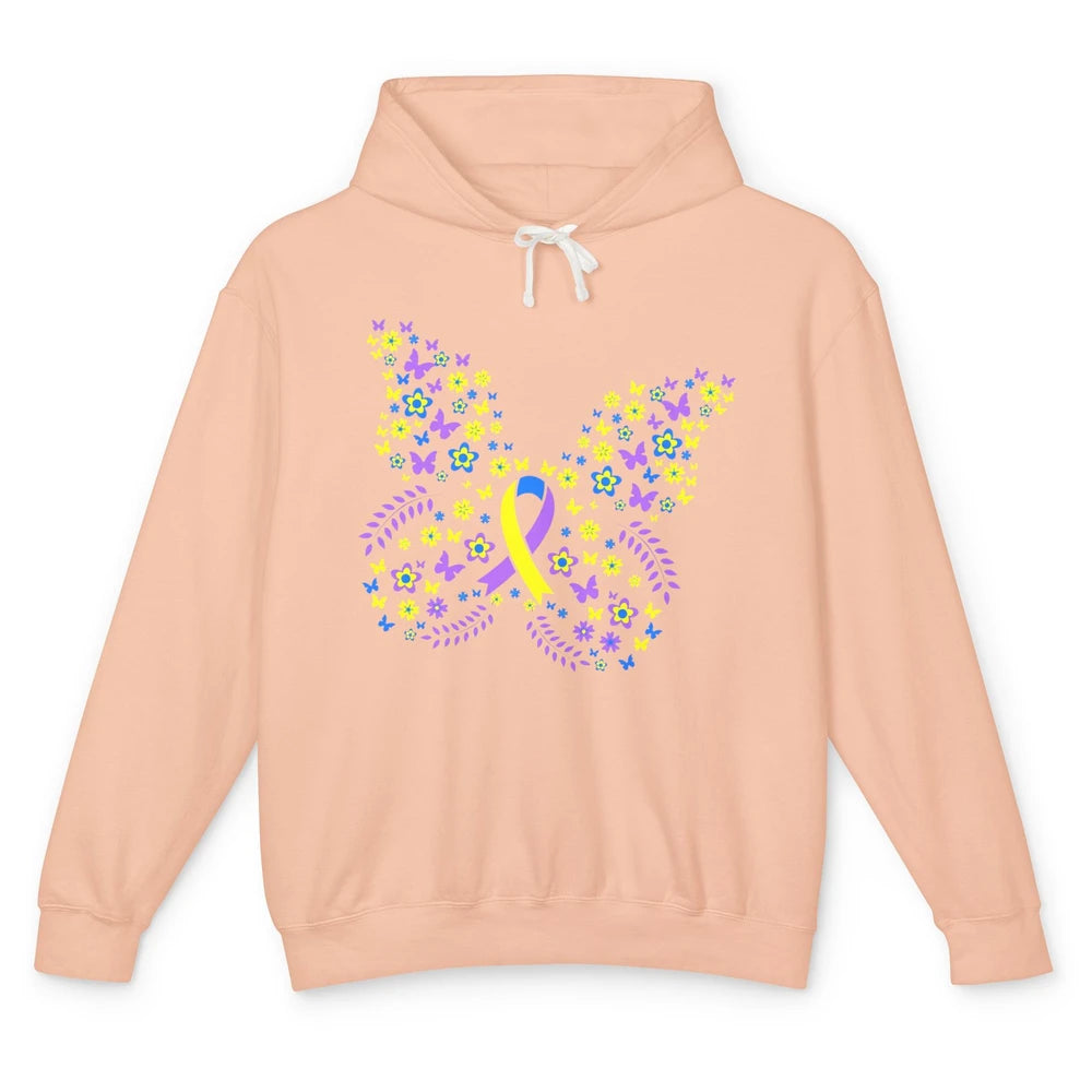 Cute Butterfly Bladder Cancer Awareness Warrior Ribbon Fight Unisex Lightweight Hoodie