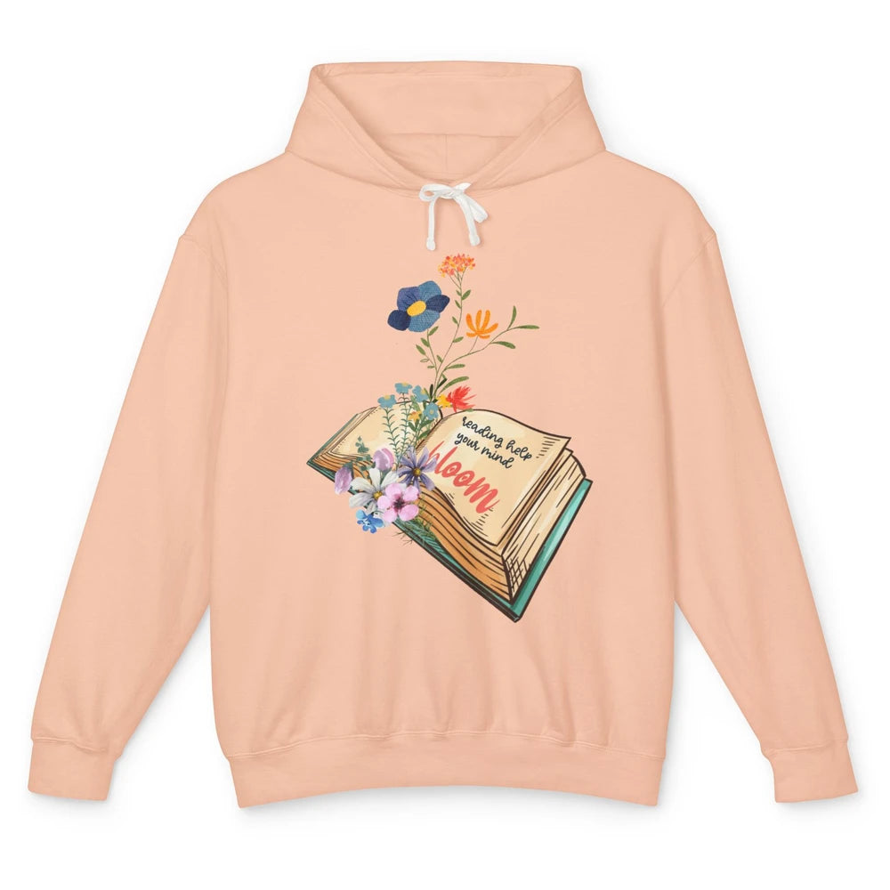 Retro Wildflowers Book Floral Reading Bookworm Teacher Gift Unisex Lightweight Hoodie