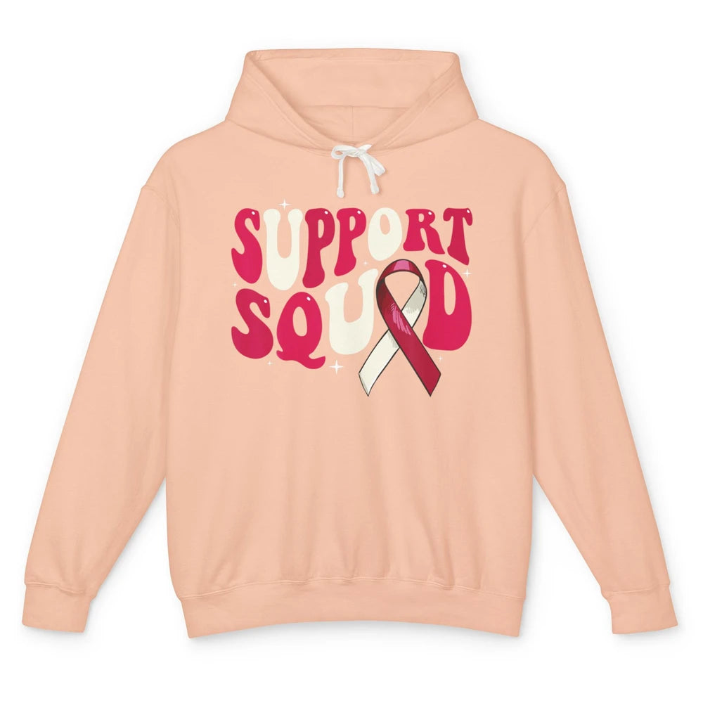 Groovy Support Squad Throat Cancer Awareness Burgundy White Unisex Lightweight Hoodie