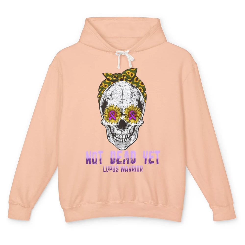 Not Dead Yet Skull Lupus Awareness Funny Sunflower Skeleton Unisex Lightweight Hoodie