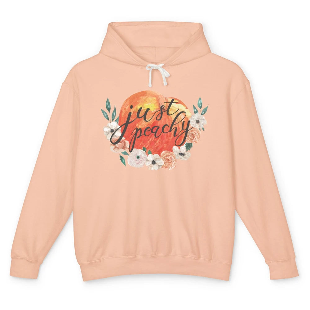 Just Peachy Retro 70s Georgia Peaches Summer Fruit Unisex Lightweight Hoodie