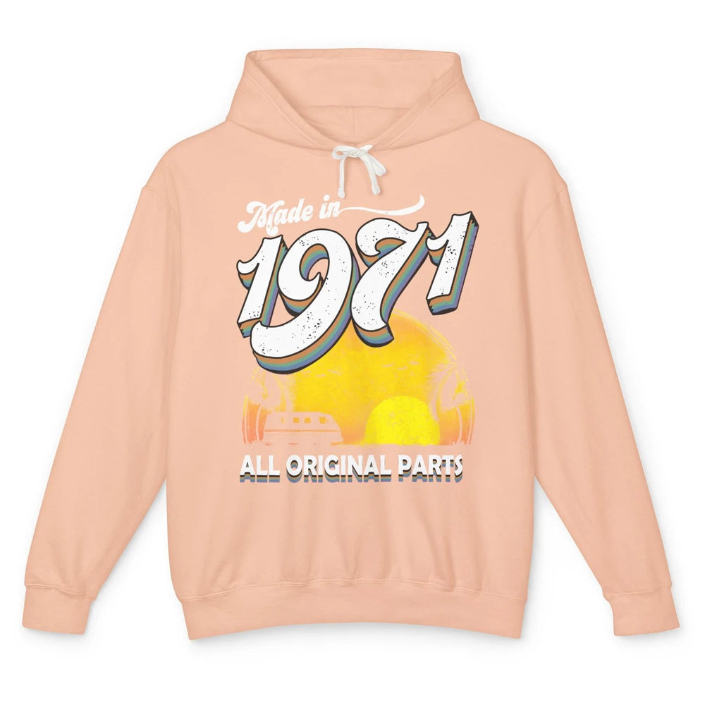 Vintage Born in 1971 All Original Parts 50th Birthday Gift Unisex Lightweight Hoodie