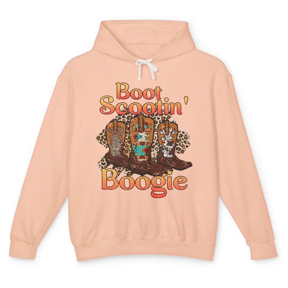 Leopard Cowboy Boots Scooting Boogie Western Country Cowgirl Unisex Lightweight Hoodie