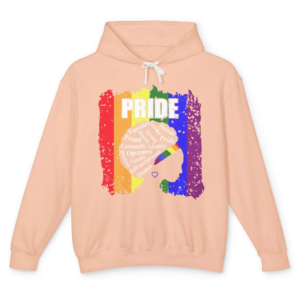 Proud Afro Girl Gay Pride Month Equality Unisex Lightweight Hoodie