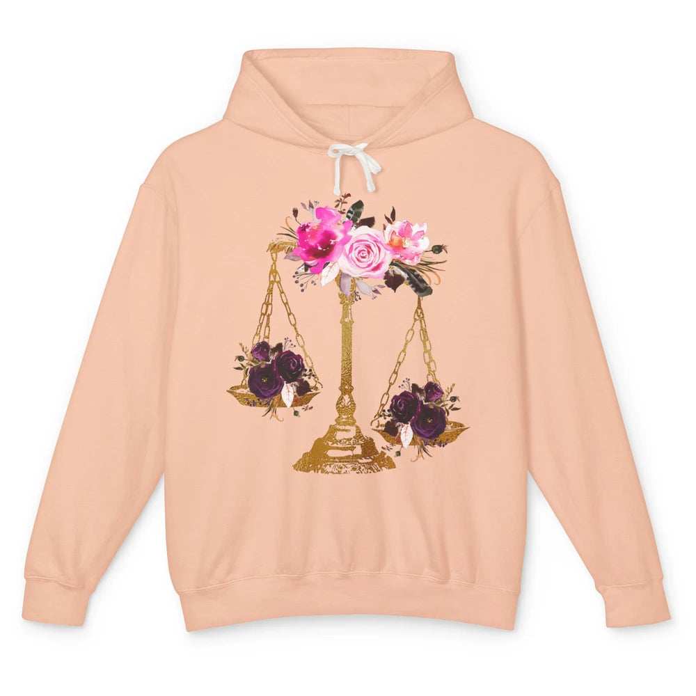 Wildflowers Lawyer Office Scales Roses Justice Law School Unisex Lightweight Hoodie