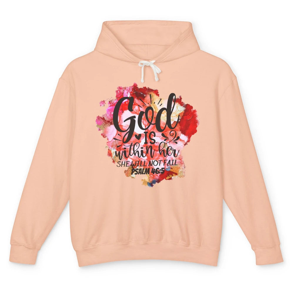 Christian God's Within Her She Will Not Fail Bible Religious Unisex Lightweight Hoodie