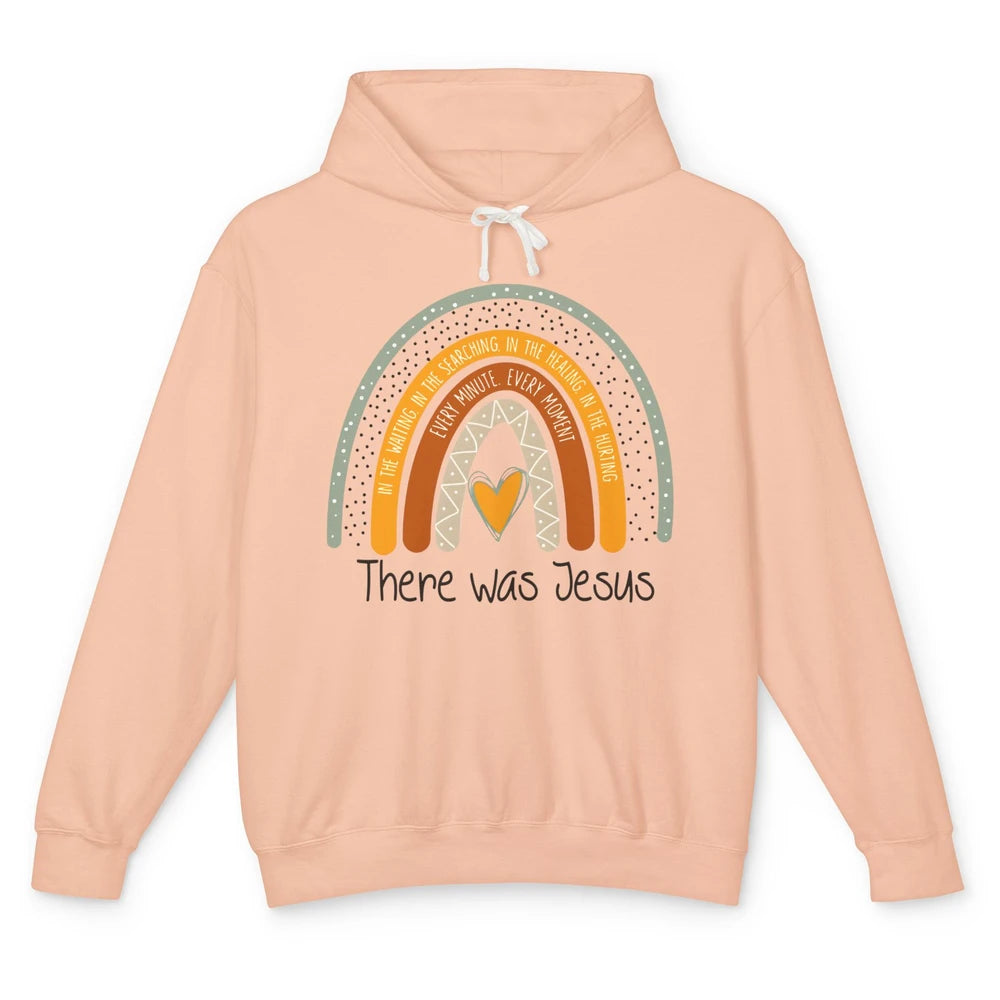 There Was Jesus Love Boho Rainbow Christian Easter Day Unisex Lightweight Hoodie