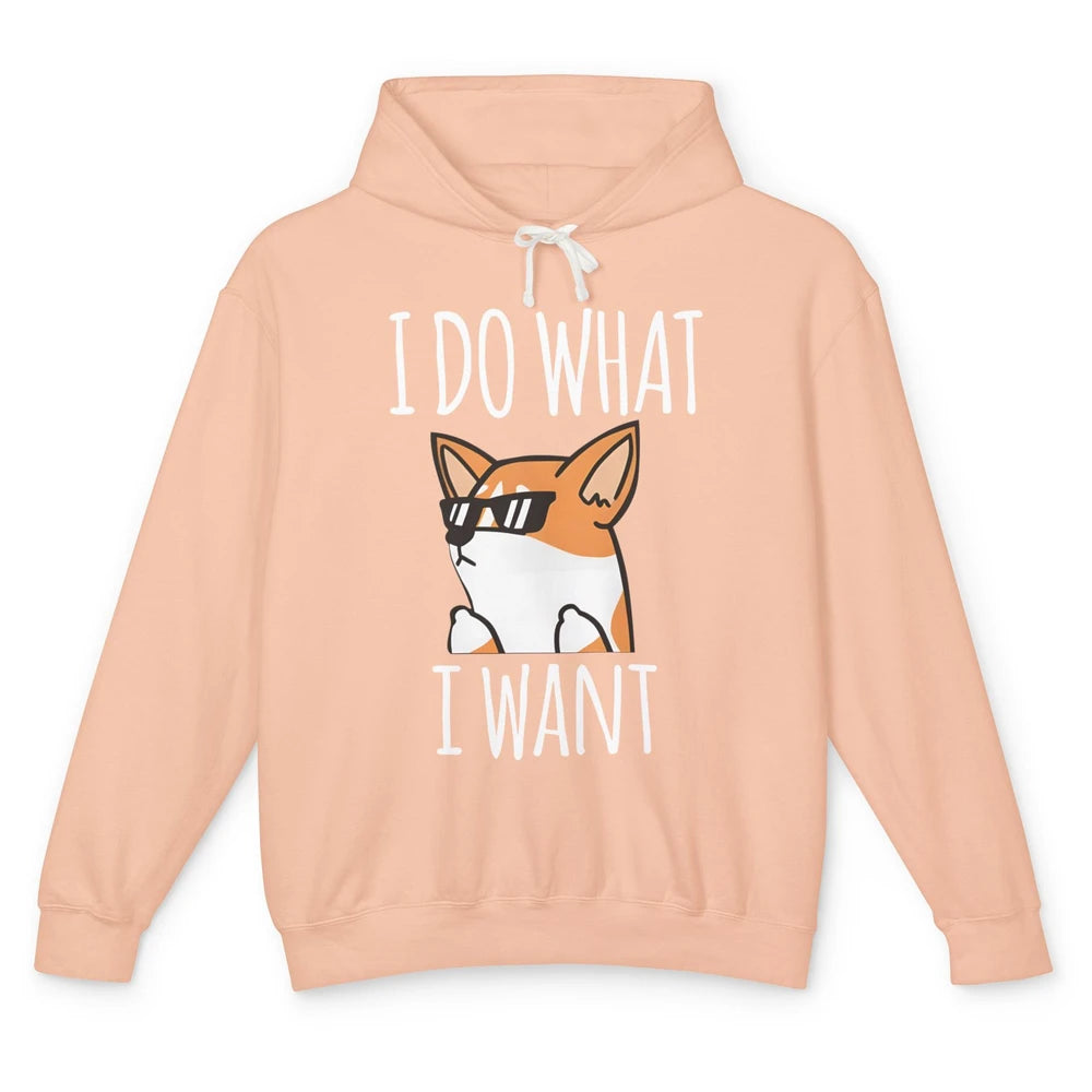 Funny Corgi Glasses I Do What I Want Naughty Corgi Dog Mom Unisex Lightweight Hoodie