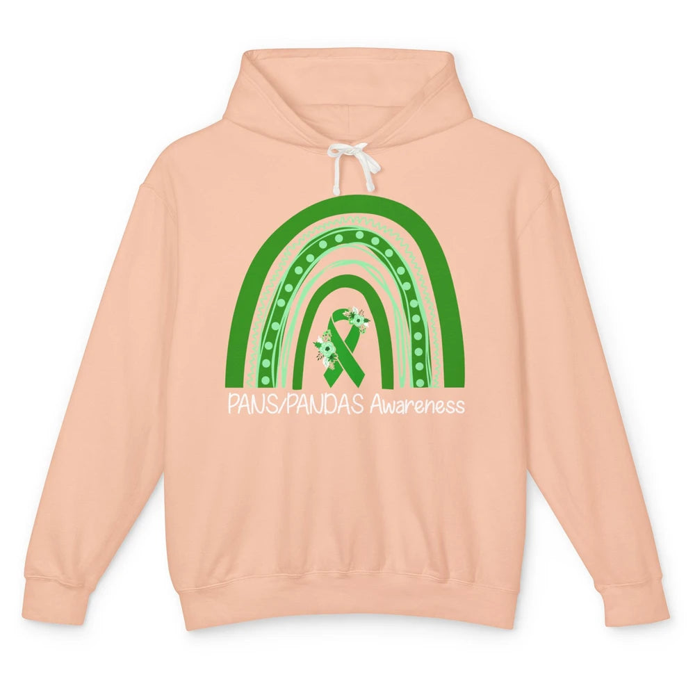 PANS/PANDAS Awareness Floral Green Ribbon Rainbow Pans Unisex Lightweight Hoodie