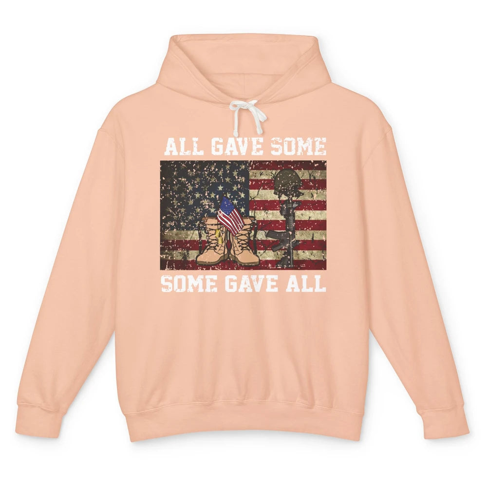 Retro US Veteran All Gave Some Some Gave All Memorial Day Unisex Lightweight Hoodie