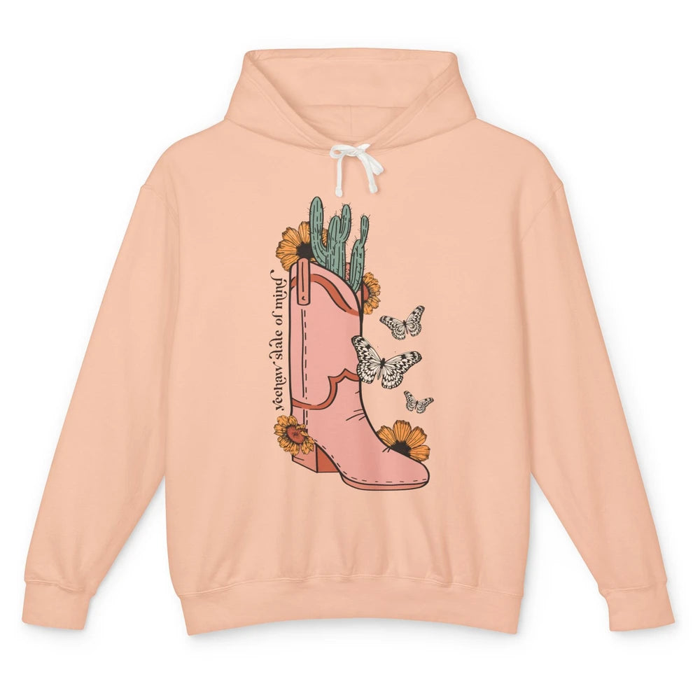 Yeehaw State of Mind Western Cowgirl Boot Desert Sunflower Unisex Lightweight Hoodie