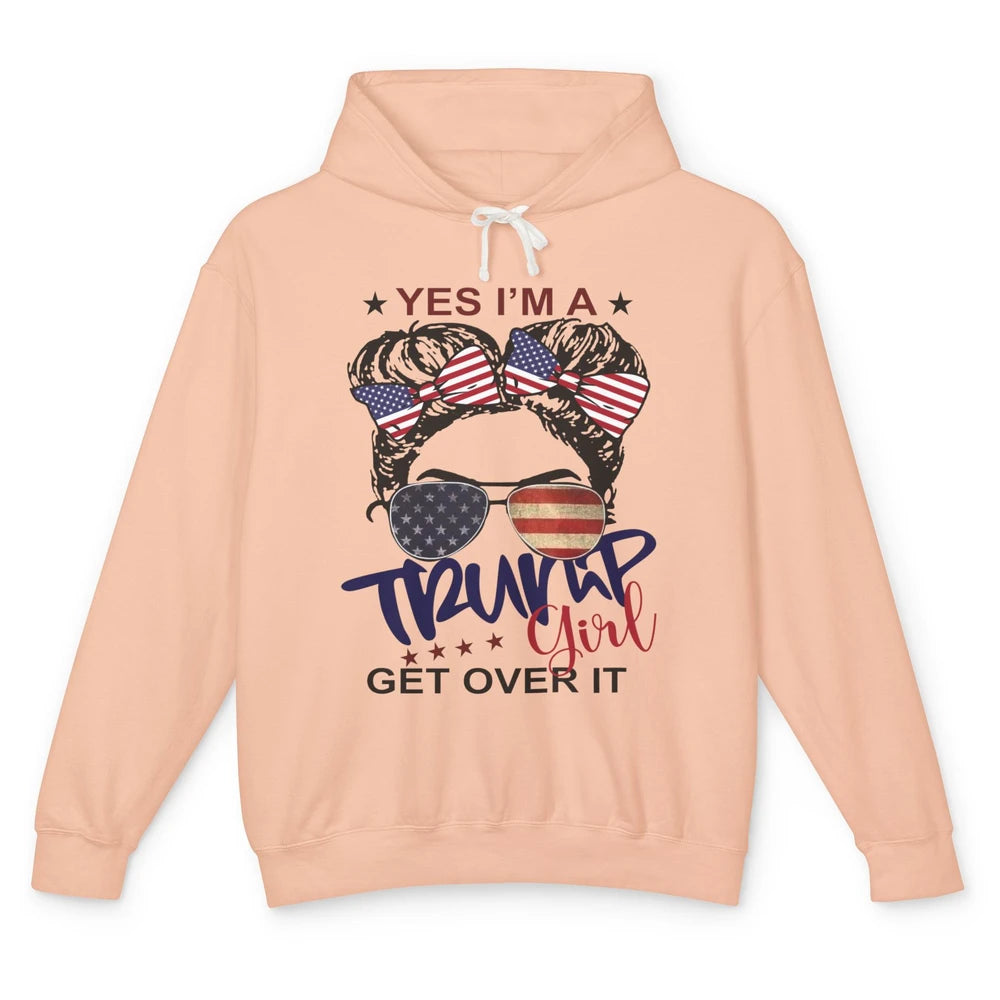 I'm Trump Girl Get Over It US Flag Girl Republican 4th July Unisex Lightweight Hoodie