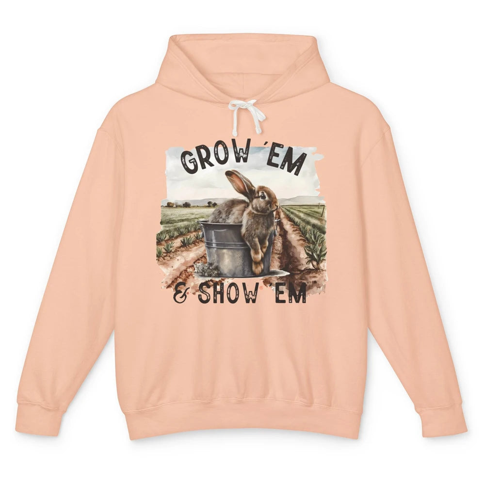 Baby Rabbit On The Farm Grow Em Show Em Western Farm Life Unisex Lightweight Hoodie