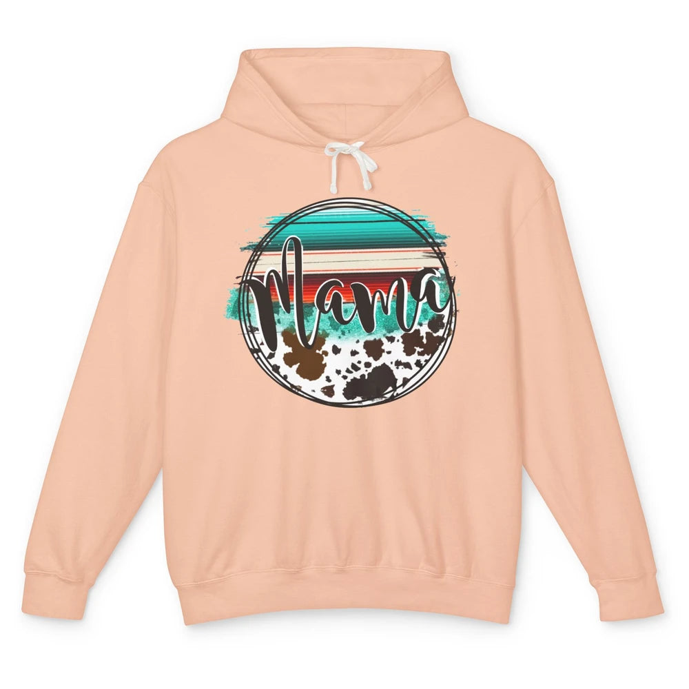 Western Country Boho Mama Cowhide Turquoise Western Mama Unisex Lightweight Hoodie