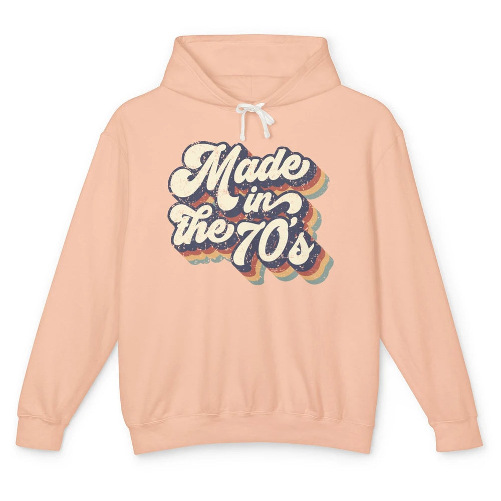 Retro Vintage Made In The 70's 1970s Born Birthday Day Gift Unisex Lightweight Hoodie